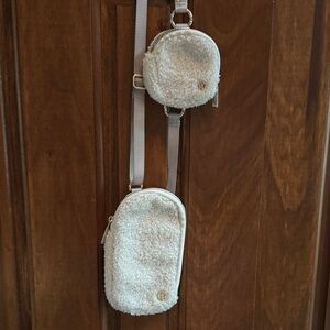 lululemon Cream Sherpa Crossbody Phone Bag with Coin Pouch